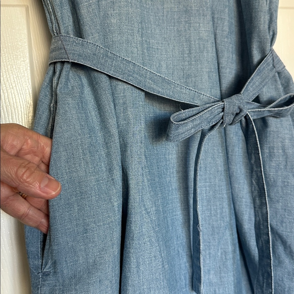 J CREW CHAMBRAY RUFFLE DENIM DRESS SIZE 4 - Picture 6 of 11